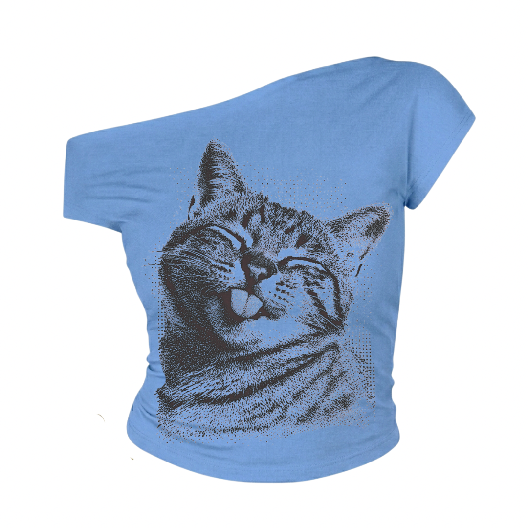 TOP ASIMÉTRICO GATITO Y LENGUA