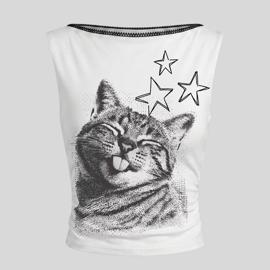 TOP CUELLO BARCO GATITO LENGUA