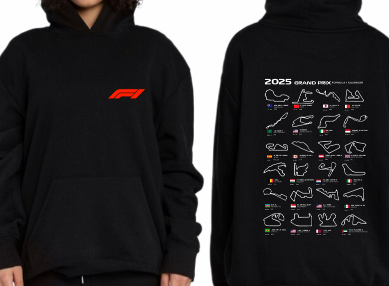 HOODIE CALENDARIO FÓRMULA 1 CARROS